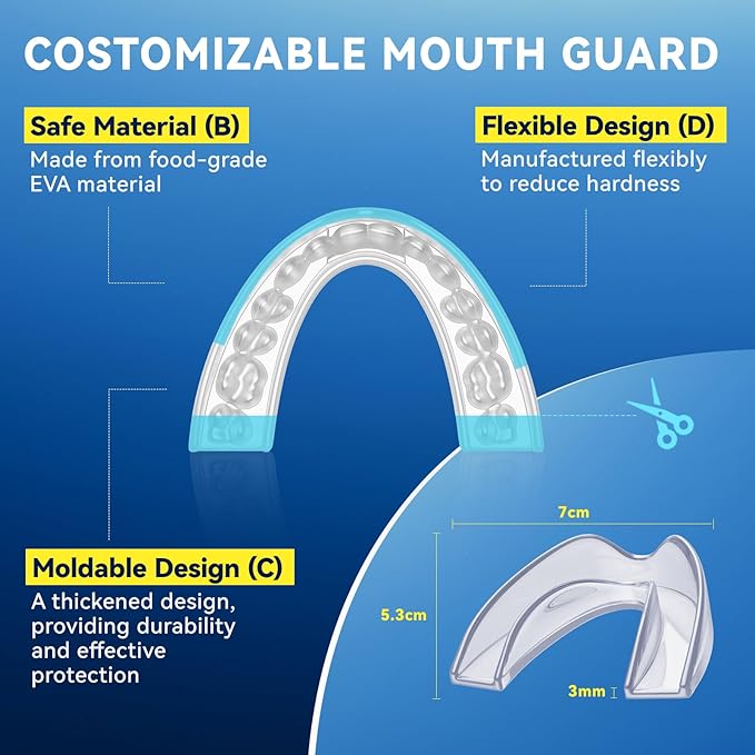 Mouth Guard for Grinding Teeth at Night: Moldable Dental Guard for Sleeping - Nighttime Protection for Teeth with 12 Cleaning Tablets