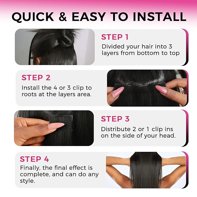 Lashey Invisi Edge Clip in Hair Extensions, 7pcs 110g 20 Inch Natural Black Seamless Clip in Hair Extensions Human Hair Kinky Straight Real Remy Human Hair