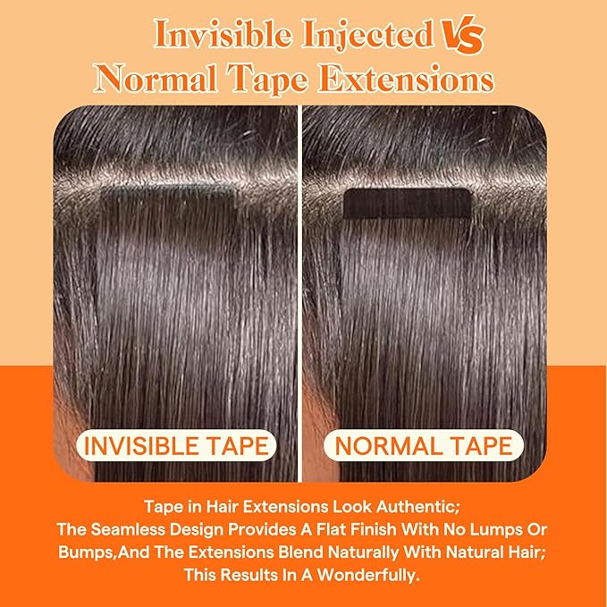 Full Shine Invisi Edge Tape in Hair Extensions Human Hair 24 Inch Color R3 Dark Brown to 8 Light Brown Machine Virgin Wire Hair Extensions Real Human Hair 12.5Grams 5Pcs for Casual Outings Add Length