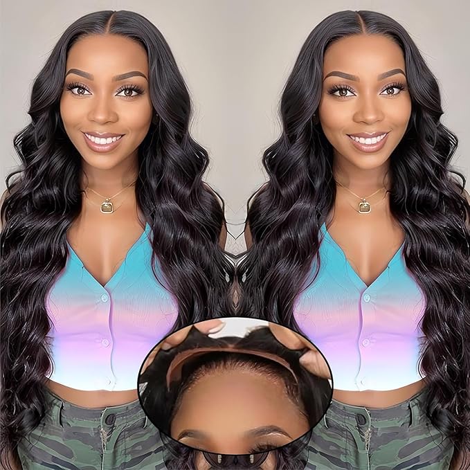 Glueless Wigs Human Hair Pre Plucked Pre Cut 5x5 HD Lace Closure Wigs Human Hair 180% Density Wear and Go Body Wave Lace Front Wigs Human Hair for Women 32 Inch