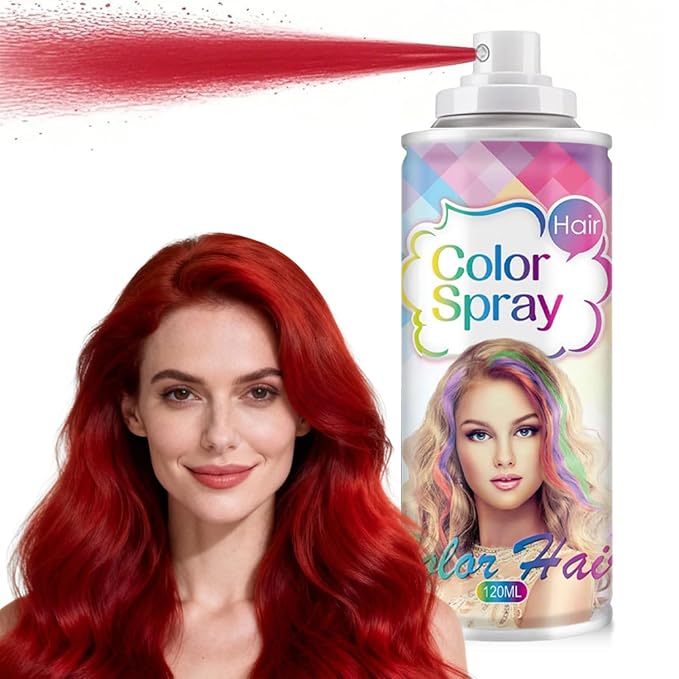 Temporary Hair Color Spray for Women and Girls, Temporary Hair Color Wax, Natural Hair Coloring Strong Style Gel Cream Hair Dye Spray for Halloween, DIY, Cosplay, Party (Red, Large)
