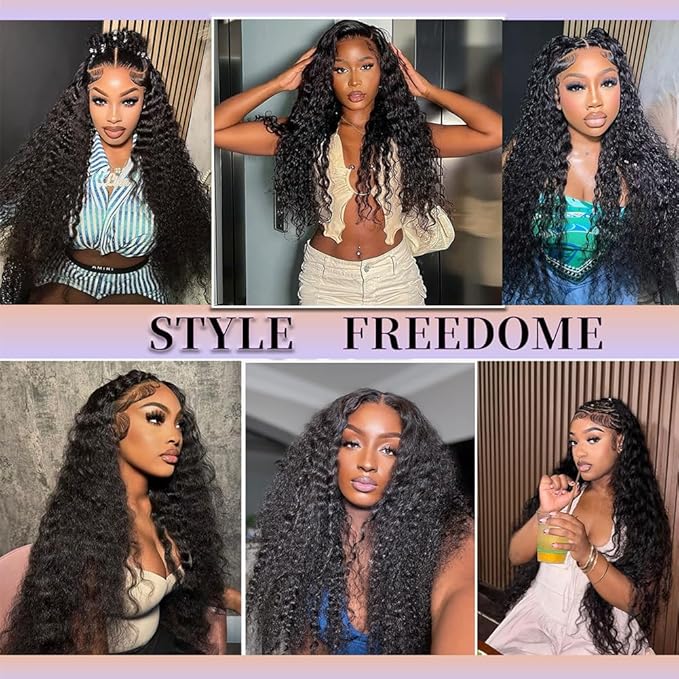 28 Inch Water Wave Lace Front Wigs Human Hair 13x6 Deep Part Curly Wig for Women 200 Density Water Wave Frontal Wigs Human Hair Pre Plucked