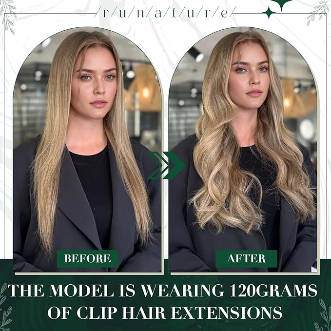 RUNATURE Clip in Hair Extensions Human Hair Balayage Clip in Human Hair Extensions for Women Soft Remy Natural Hair Straight 14 Inch 50g 3pcs #3/8/22 Walnut Brown to Blonde Balayage
