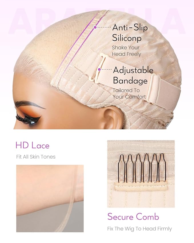 Arabella Hair 5x6 Glueless Wigs Human Hair 613 Lace Front Human Hair Wig Ready to Go 230% Density Pre Cut Pre Plucked Bleached Knots Blonde Straight HD Lace Frontal Wig(18inch, 6X5 Straight Wig)