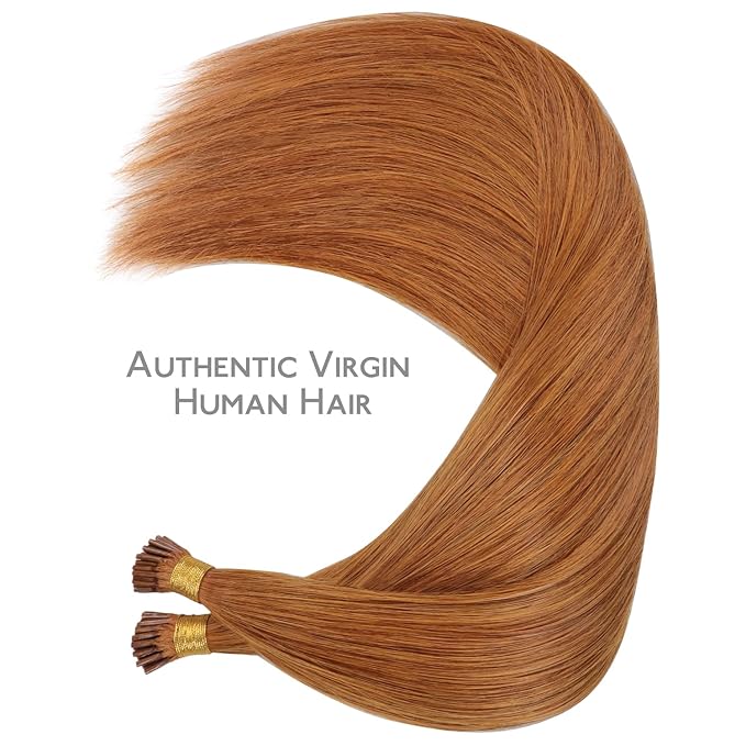 WENNALIFE I Tip Hair Extensions Real Human Hair, 100g 100s 18 Inch Auburn Ginger Remy Itip Human Hair Extensions Invisible Itips Straight I Tips Cold Fusion Extensions