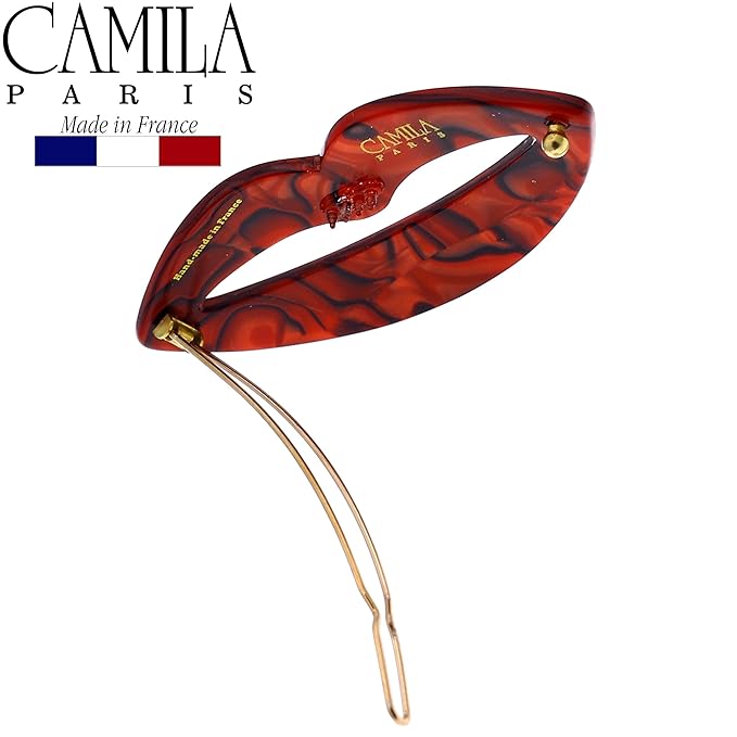 Camila Paris CP2972 French Hair Barrette Clip for Girls, Small Handmade Kiss Red, Strong Hold Grip Hair Clips for Women, No Slip and Durable Styling Girls Hair Accessories, Made in France