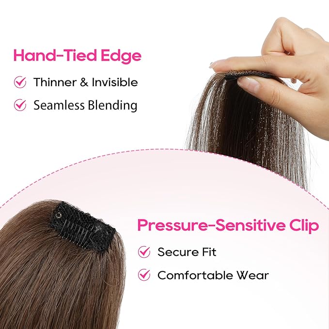 REECHO Clip in Hair Volumizer, Short Thick Clip in Hairpieces Adding Extra Hair Volume Extensions for Women with Thin Fine (Ginger Brown, 8 Inch(Pack of 2))