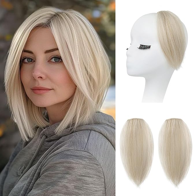 REECHO Clip in Hair Volumizer, Short Thick Clip in Hairpieces Adding Extra Hair Volume Extensions for Women with Thin Fine (Ash Blonde, 8 Inch(Pack of 2))