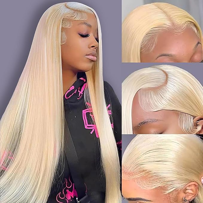 613 Lace Front Wig Human Hair 250 Density 13x6 Blonde Wig Human Hair 613 Straight Lace Front Wigs 12A Brazilian Virgin Human Hair Wigs for Women 26 Inch