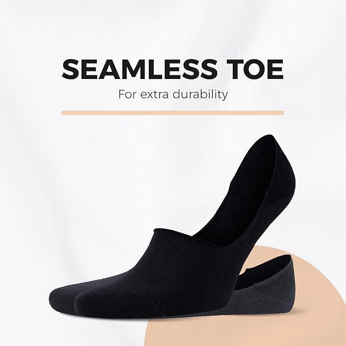 Cotton Socks with SEAMLESS TOE & SOFT AND LIGHTWEIGHT - ANTI-SLIP CUFF for Men and Women Moisture-Wicking - 4 Pack