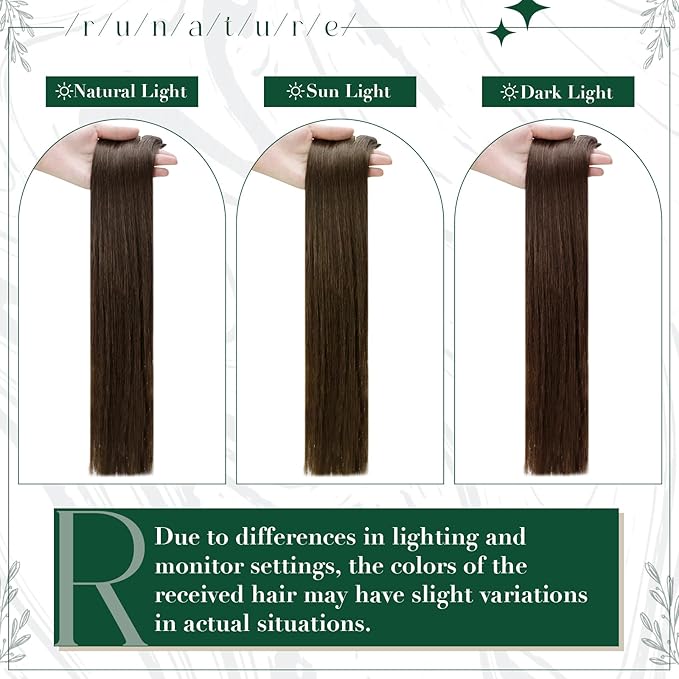 RUNATURE Human Hair Clip in Extensions Dark Brown Clip in Hair Extensions Real Human Hair Double Weft Real Hair Extensions for Short Hair 10 Inch 50g 3pcs #2 Dark Brown