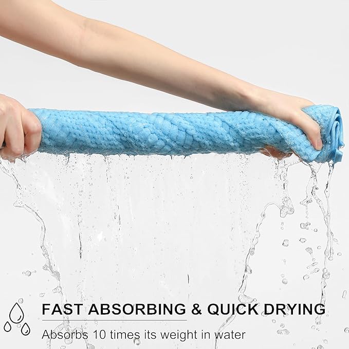 Ycosy 4 Pack Extra Large Microfiber Bath Towels Set,35x70 inches,600GSM,Less Lint Highly Absorbent Super Soft & Quick Dry,Oversized Bath Towels,Perfect for Bathroom Gym Pool,Blue