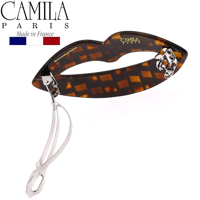 Camila Paris CP2969 French Hair Barrette Clip for Girls, Handmade Kiss Brown, Strong Hold Grip Hair Clips for Women, No Slip Automatic Closure, Durable Styling Girls Hair Accessories, Made in France