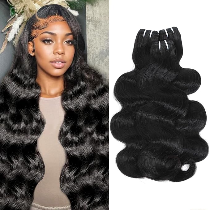 16A Raw Human Hair Bundles,3 Bundles 20 22 24 Inch Body Wave Bundles Human Hair,100% Unprocessed Brazilian Virgin Hair,Quick Weave,Hair Extensions Natural Black For Women,3X Longer Lifespan