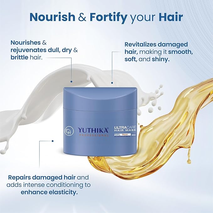 Yuthika Professional UltraCare Hair Mask for Damaged Curly & Frizzy Tangled Hair Advanced Repair Formula Support Hair Growth (500 ML / 16.90 Fluid Ounce)