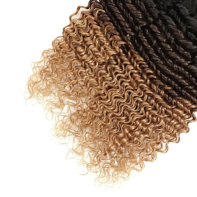 Black and Blonde Bundles Human Hair 4/27 Deep Wave Bundle 8A Brazilian Virgin Hair 3 Bundles 24 26 28 Inch Honey Blonde Deep Wave Bundle
