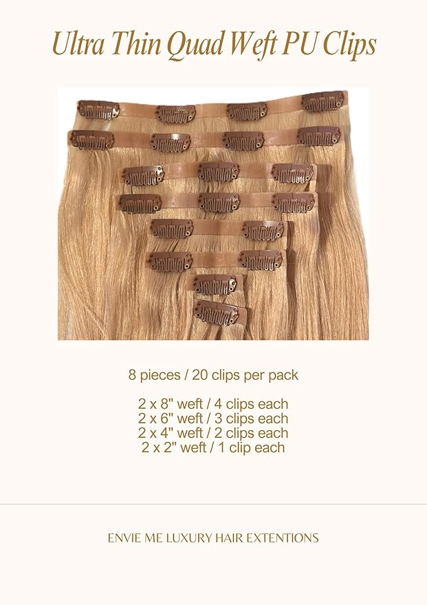 Remy Cuticle Intact Double Drawn Real Human Hair Deep Wave Curl Hair Seamless Invisible Clip In Hair Extentions #18 Dark Blonde110g 20 inch 8 pcs