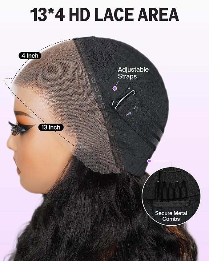 Megalook Ombre Lace Front Wigs Human Hair 13x4 HD Lace Front Wig Pre Plucked with Baby Hair 210 Density Highlight Body Wave Lace Front Wigs Prebleached Knots for Black Women 20 Inch 1B/30