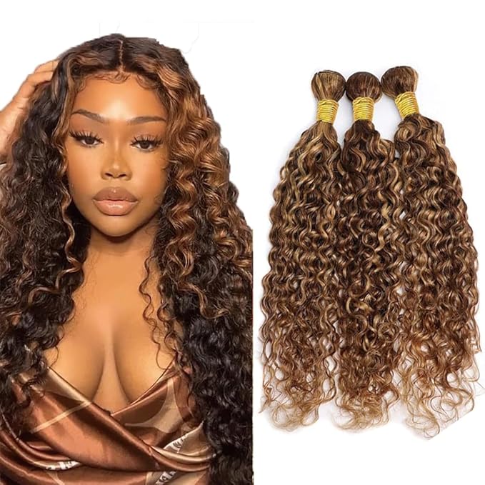 28 30 32 Inch P4/30 Bundle Highlight Deep Wave Bundles Human Hair Unprocessed Virgin Hair 3 Bundles Brown Mixed With Light Brown Bundle