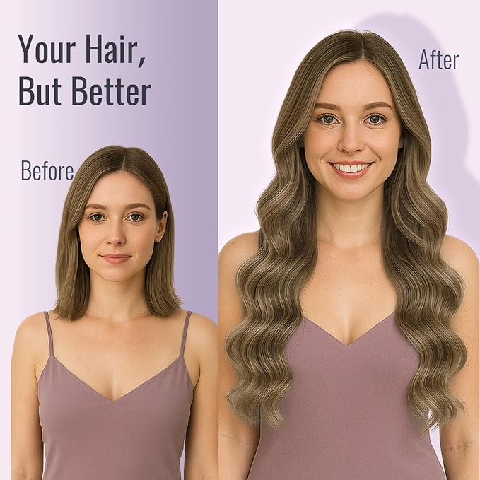 Fshine Brown Balayage Tape in Hair Extensions - Chocolate to Caramel Blonde Ombre Remy Human Hair - Straight Long,Natural Look 20 Inch 20 pcs 50 g,Great for Professionals & Office Women