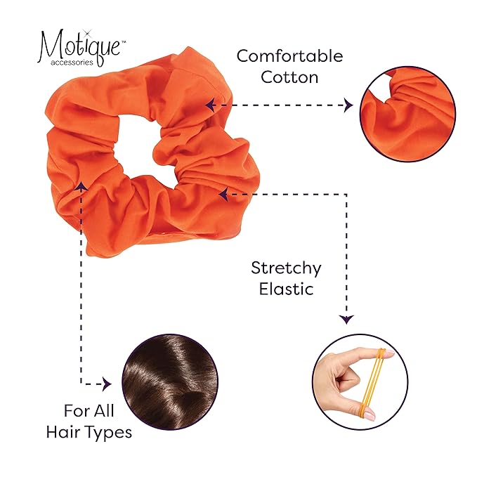 Jumbo Cotton Scrunchie Hair Tie - Orange