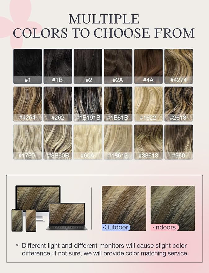 DOORES Invisi Edge Seamless Tape in Hair Extensions Human Hair, Dark Brown to Dirty Blonde 10 Injection Tape-ins with 10 Classic Tape-ins 50g 16 Inch, Virgin Human Tape in Extensions