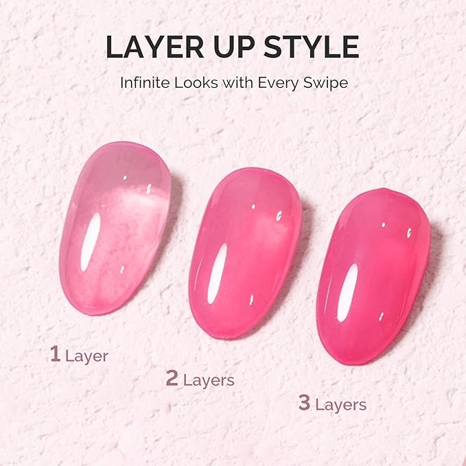 MelodySusie Pink Gel Nail Polish, 0.5Fl.oz Jeweliver Jelly Gel Polish Neon Pink Jelly Rose Nails Sheer Soak Off UV LED Light Cure Gift for Women Girls Nail Art Manicure JIG14