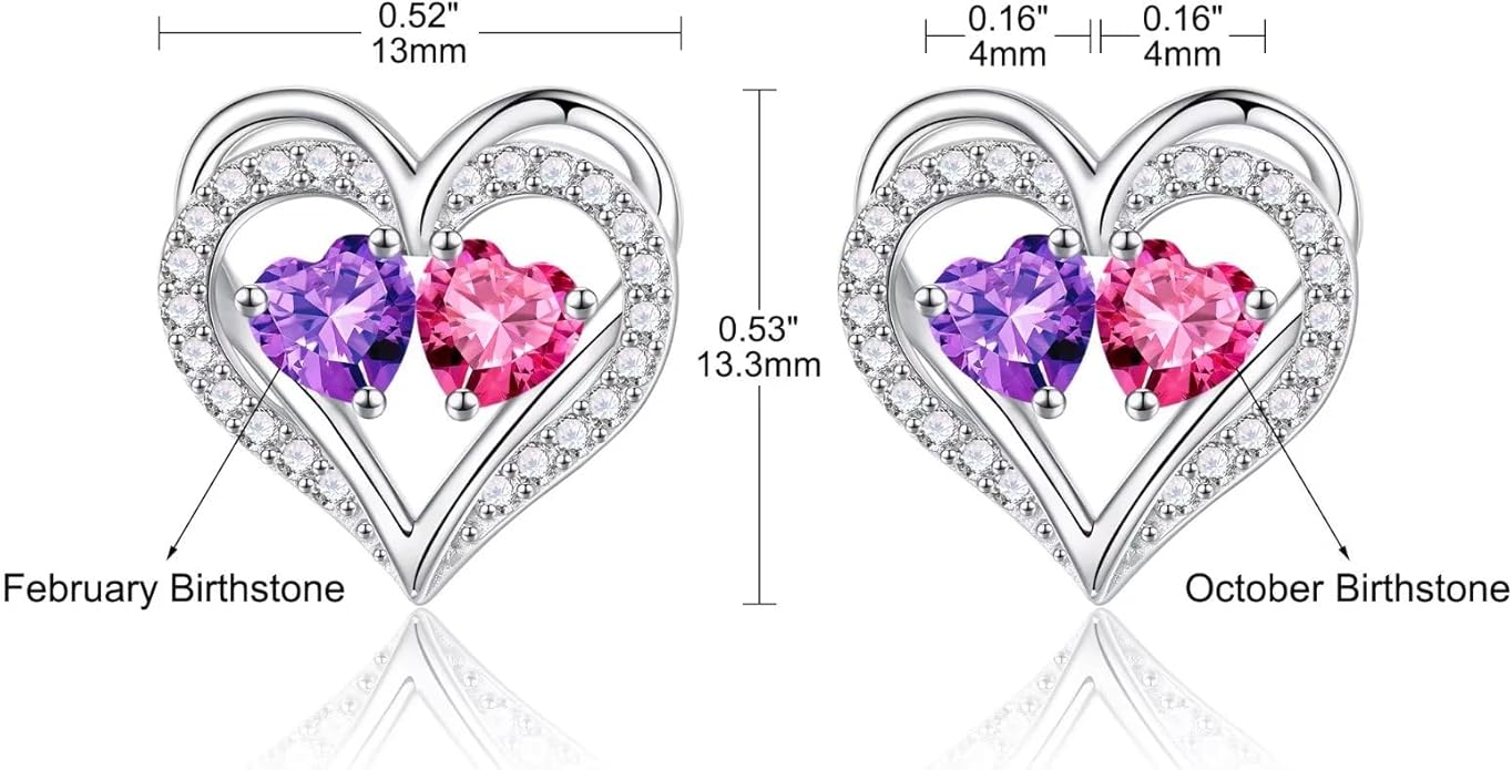 Iefil Christmas Gifts for Women Wife - 925 Sterling Silver Birthstone Earrings, Anniversary Birthday Gifts for Women Wife Girlfriend Mom