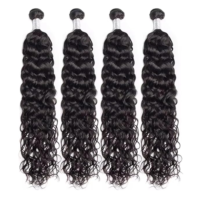Water wave bundles 100% Unprocessed human hair bundles with Hair Extensions Natur weave human hair natural blcak color for women 100g/bundle(Natural Black, Water 20 22 24 26 Inch)
