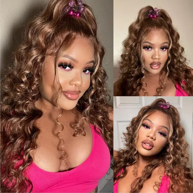 UNICE Body Wave Honey Blonde Highlight Human Hair 3 Bundles with 4x4 lace closure Free Part Ombre 12A Remy Human Hair Weave Extensions 16 18 20+14 inch Closure