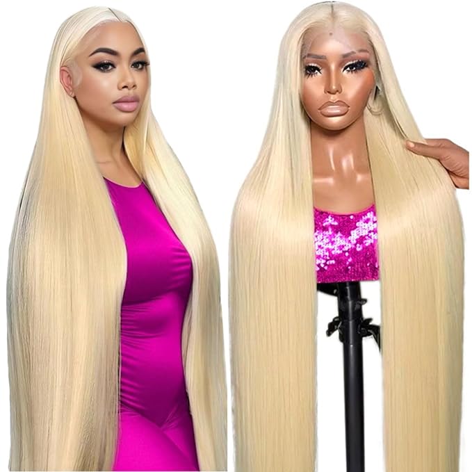 IUPin 36 Inch Straight 613 13x6 Lace Front Wigs Human Hair Blonde Wigs Human Hair HD Lace