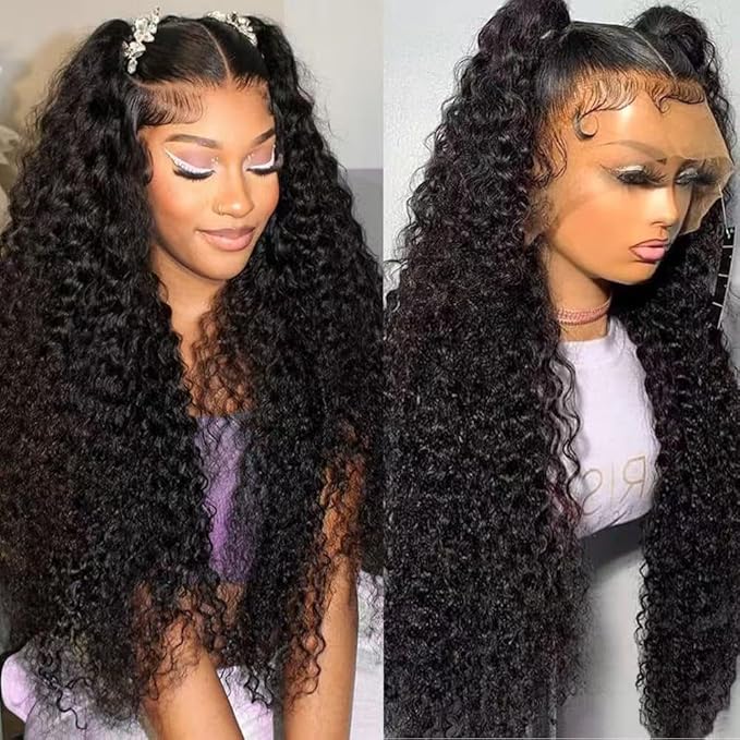 Washasha 32 Inch Water Wave 13x6 HD Lace Front Wigs Human Hair 200 Density Lace Frontal Wig Human Hair Pre Plucked with Baby Hair Deep Part Curly Wig for Women