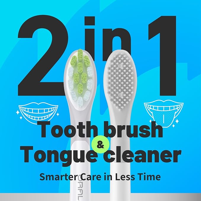 Japanese Brand Whitening Replacement Toothbrush Heads, Compatible with Philips Sonicare Click-on Handles, 8 Pack, Medium, with Tongue Cleaner (CA668, White)