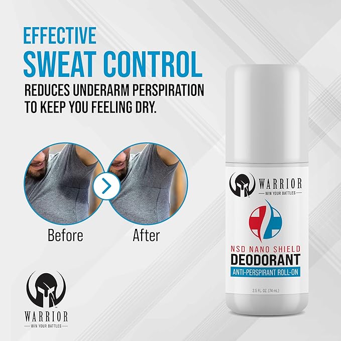 Warrior’s Nano Shield Antiperspirant Deodorant - Roll on Deodorant for 48 Hrs Sweat & Odor Protection – Full Body Deodorant for Men & Women – Great for Military Personnel & Outdoor Activists - 2.5 Oz