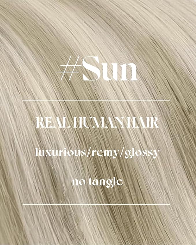 Sunny Hair Human Hair Weft Extensions Blonde Human Hair Extensions Sew in Ash Blonde Ombre Platinum Blonde Balayage Weft Hair Extensions Human Hair Sew in Extensions for Women Real Hair 100g 16inch