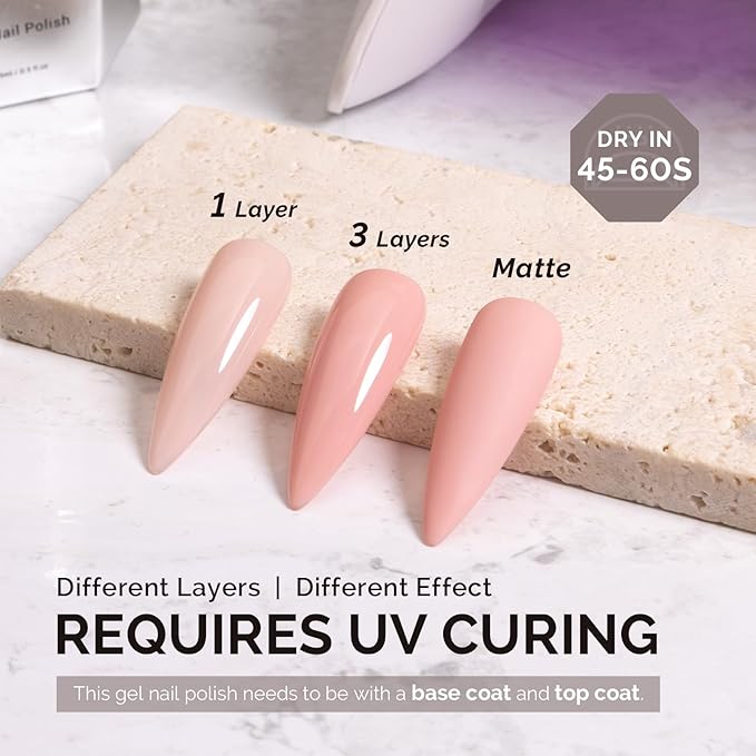 MelodySusie 15ML Pink Nude Gel Nail Polish,Nails Soak Off UV LED Cinnamon Pink Gel Polish Gift for Women Nail Art Manicure Salon DIY Nail Design Decoration at Home-A2404