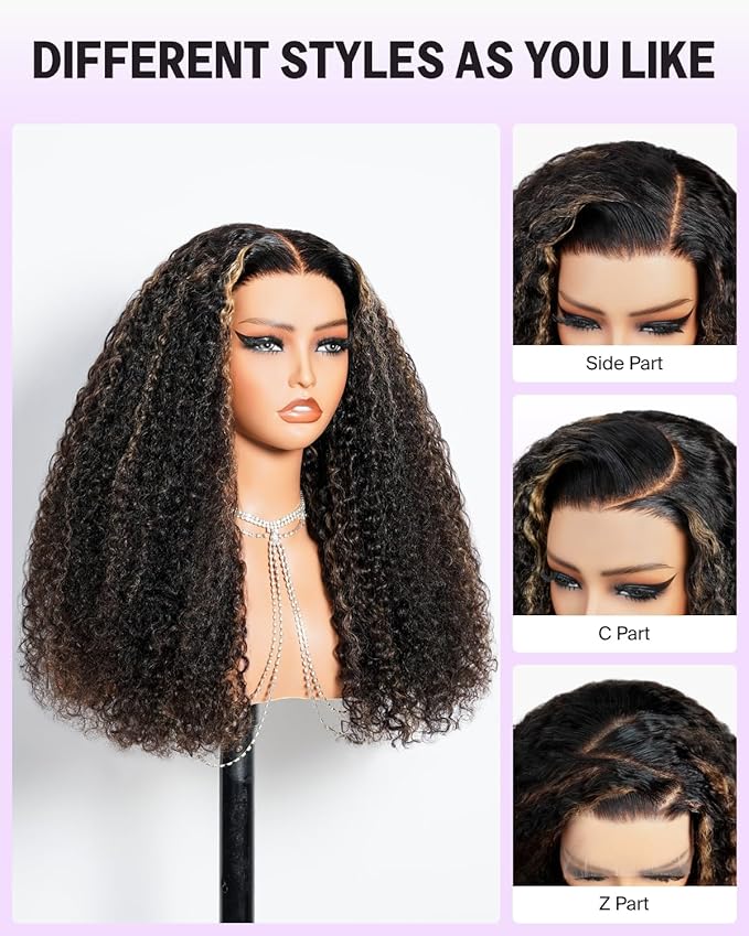 Megalook Glueless Wigs Human Hair Pre Plucked Pre Cut Ombre Deep Wave Human Hair Wig for Black Women 5x6 HD Lace Closure Curly Wigs Human Hair Glueless Wear and Go 210 Density 20 Inch 1B/27