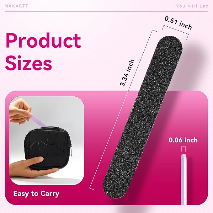 Makartt Mini Nail Files - 100/180 Grit Emery Boards for Nails, 50 Pcs Disposable Doubled Sided Coarse & Fine Bulk Manicure Kit Home Salon Use(Black White Pink Purple Brown)