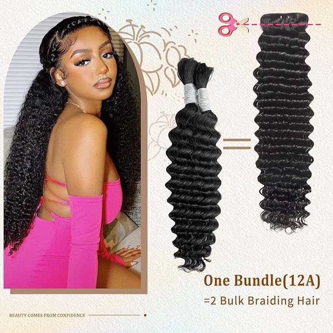 Brazilian Deep Wave Human Hair Bundles 20 22 24 26 Inch 12A Grade 100% Unprocessed Virgin Remy Deep Curly Human Hair Wet and Wavy Extensions 4 Pcs Deep Wave Bundles