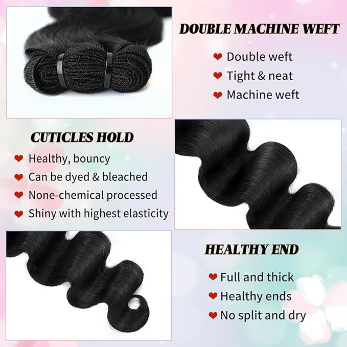 14A Human Hair Bundles Body Wave One Bundle 100% Unprocessed Brazilian Virgin Hair Bundles Double Weft Weave Body Wave Human Hair Natural Black Color (one bundle, 18)