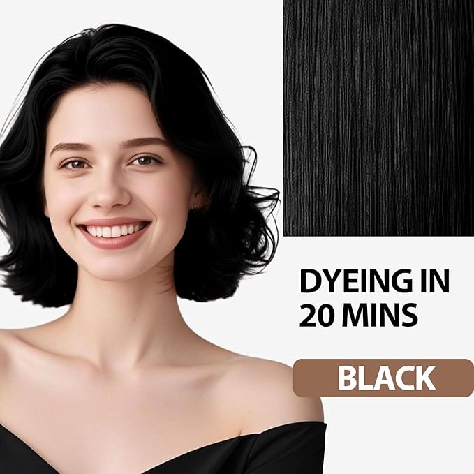 Black Hair Dye for Women Men, Ammonia Free, PPD Free, 100% Gray Hair Coverage Hair Dye Shampoo 4 Pack