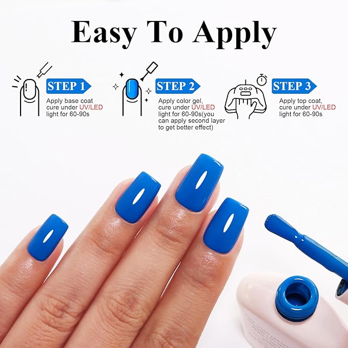 Imtiti Electric Blue Gel Nail Polish, Blue Gel Polish for Nail Art Soak off UV Led Salon DIY at Home Gift for Women