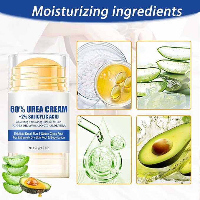 Roll On Urea Cream for Feet,Hydrating and Nourishing Foot Balm Stick,Foot Repair for Dry Skin and Rough Heels,Hands,Knees Skin Care Heel Treatment