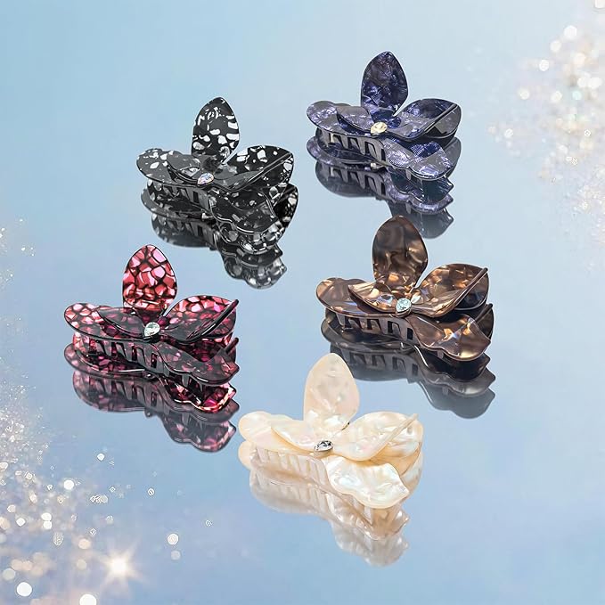 Flower Hair Claw Clips,Acetate Flower Hair Clips Cute Large Hawaiian Claw Clips for Women,3.82 Inch, Durable Design for Thick or Thin Hair (Wine Red)