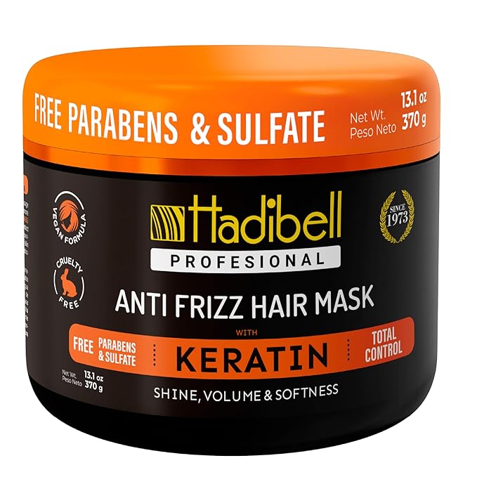 Hadibell Keratin Hair Mask Treatment 13.1 OZ, Deep Hair Care Treatment for Damaged Hair, Boost Hair Growth for Damaged Hair, Nourishing Repair & Frizz Control Mask