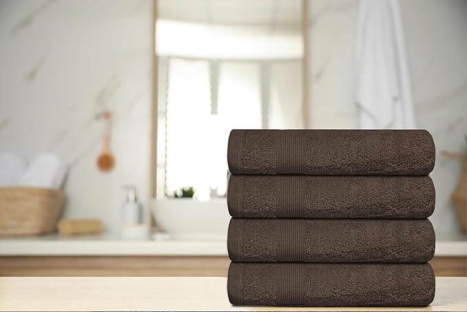 Premium Hand Towels Pack of 6 (16" x 30”) 100% Combed Ring Spun Cotton | Highly Absorbent Hand Towels Set | Ultra Soft for Home, Gym & Spa (Dark Brown)