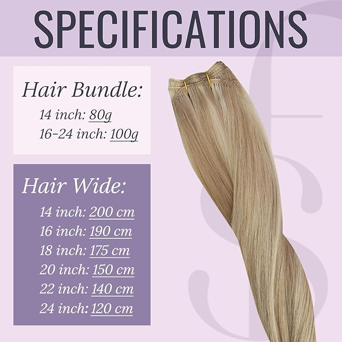 Fshine Human Hair Weft Extensions Color 16P22 Highlight Ash Blonde and Golden Blonde 12 Inch 80g Real Human Sew in for Women Natural Long Weave