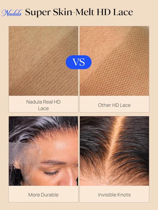 Nadula Yaki Straight Glueless 5x5 Thin HD BlendAway Lace Closure Bye Bye Knots Wigs Human Hair Pre Cut/Plucked/Bleached Match All Skin Tones Pre Everything Glueless Wigs 180% Density 20inch