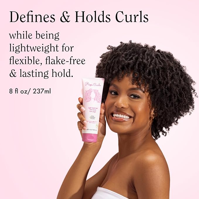 Rizos Curls Travel Light Hold Gel, Defines with Flexible Hold, Flake-Free and Frizz-Free Voluminous Curls, Moisturize and Combat Humidity with Aloe Vera & Flaxseed, 2.5 oz
