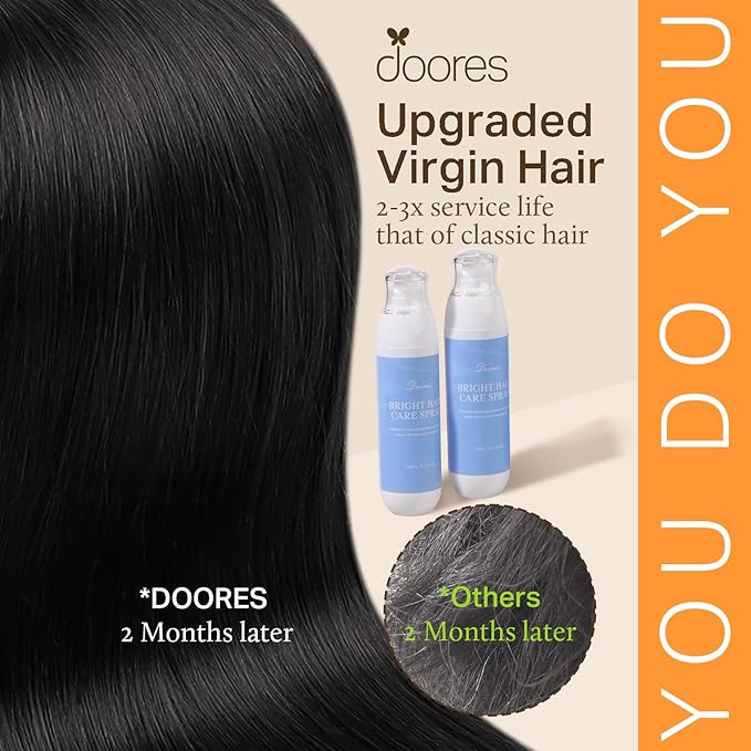 DOORES Micro Link Hair Extensions, Jet Black 24 Inch 50g/50s, Virgin Long Straight Micro Ring Extensions, Real Human Hair for Women